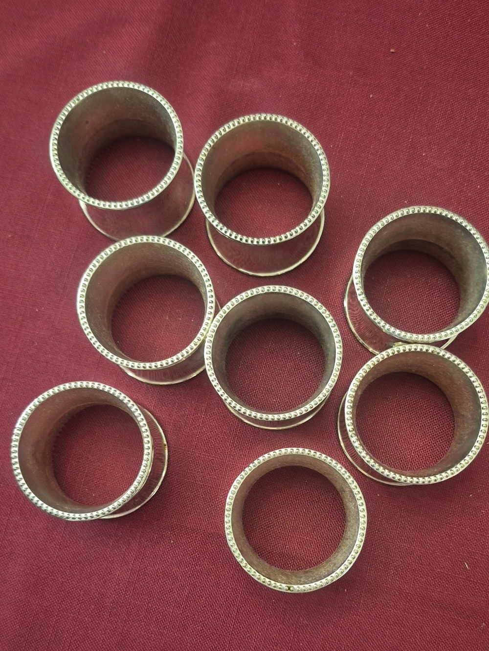 Silver-Tone Beaded Edge Napkin Rings - Set of 8